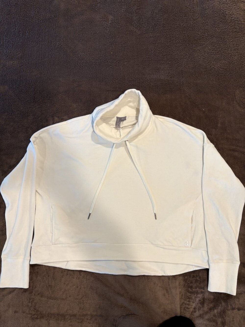 Sweaty Betty Harmonise Luxe Fleece Funnel Neck Sweatshirt Cream XL US 14